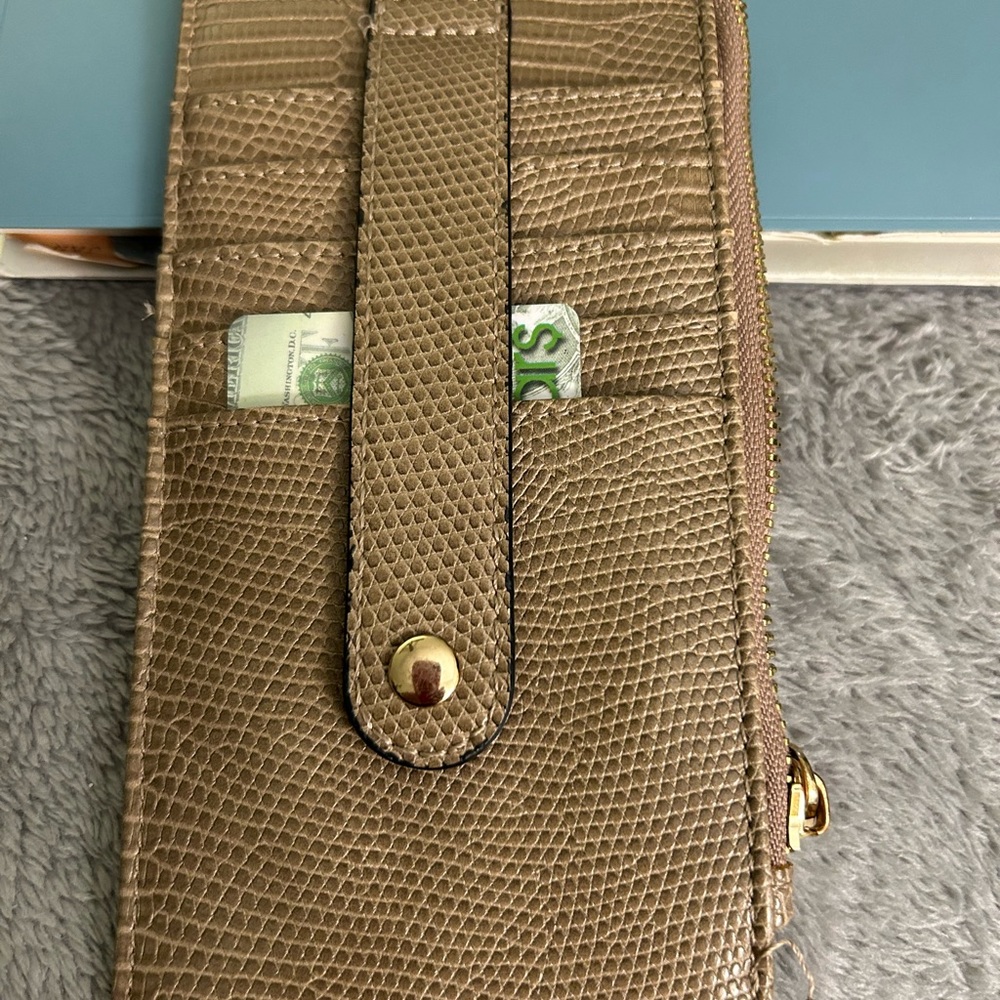 Tan Key and Card Holder with Durable Fabric